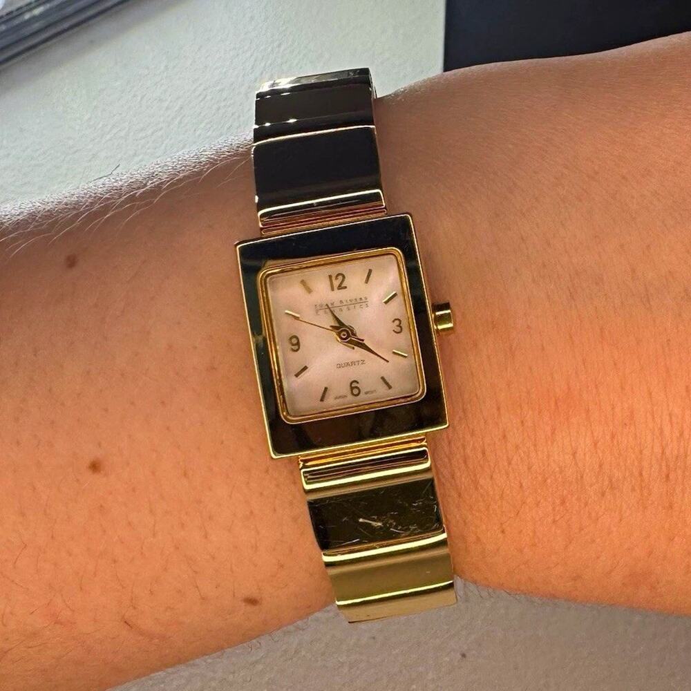 joan rivers classics women’s gold tone rectangular bracelet quartz